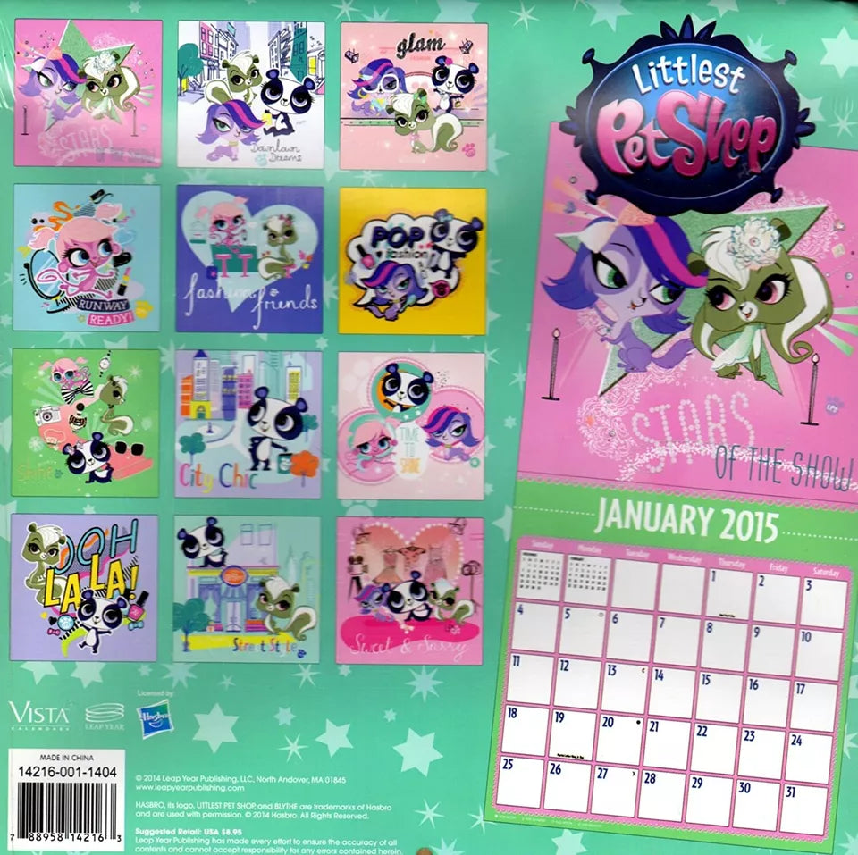 1 X Littlest Pet Shop - 2015 16 Month Wall Calendar 10x10