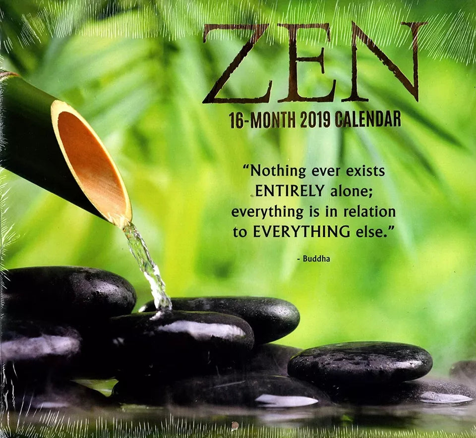 16 Month 2019 Wall Calendar - Zen - with 120 Stickers
