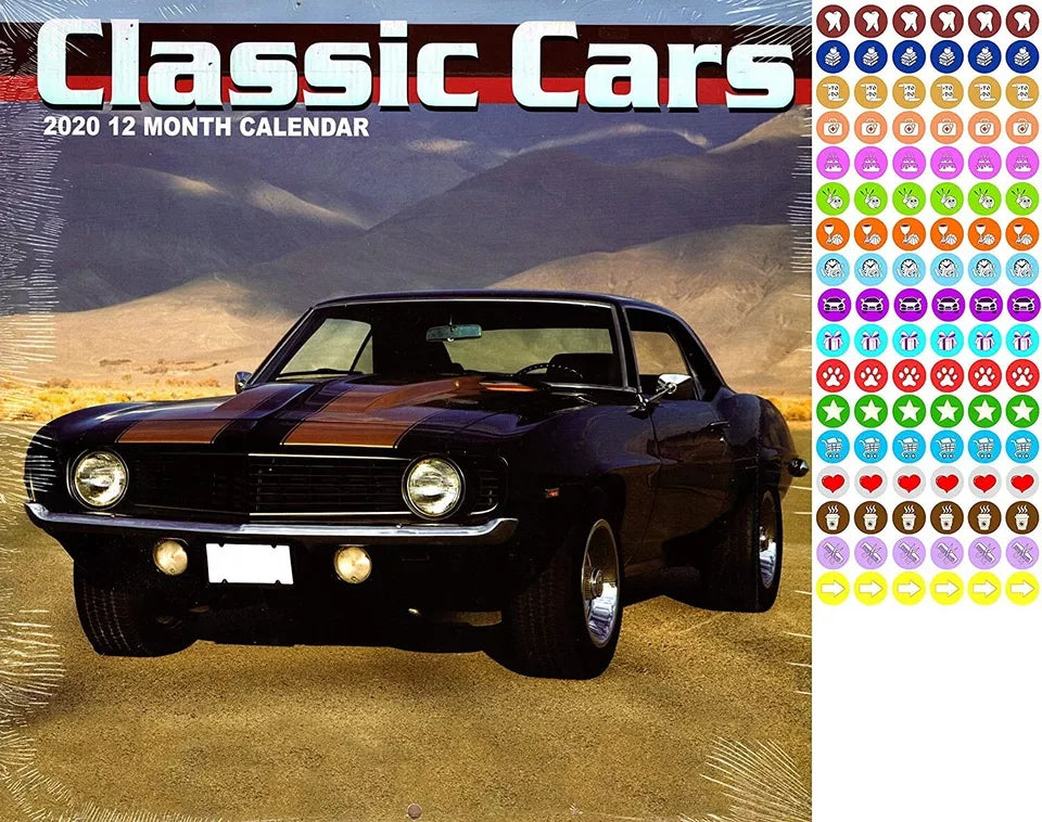 Classic Cars - 12 Month 2020 Wall Calendar - with 100 Reminder Stickers