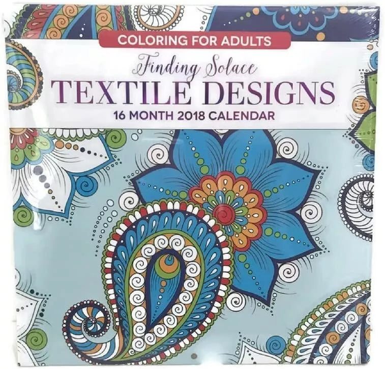 16 Month 2018 Adult Coloring Book Calendar and Color Pencils Set