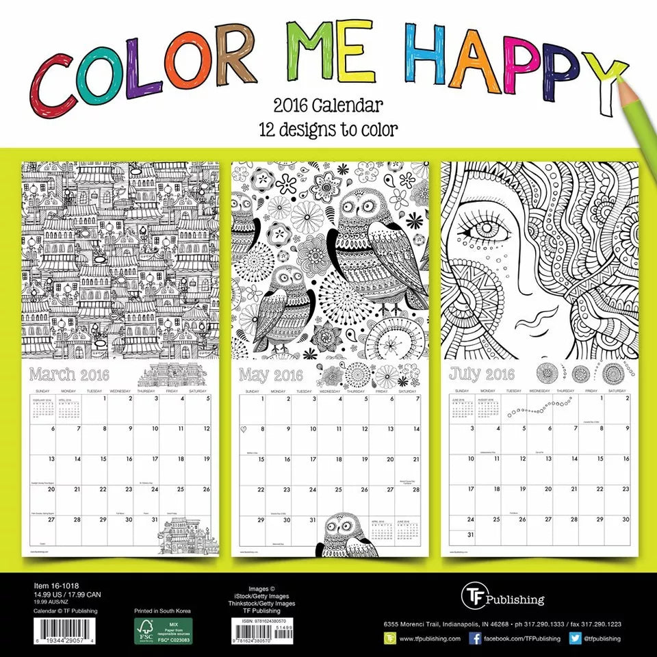 2016 Color Me Happy Wall Calendar