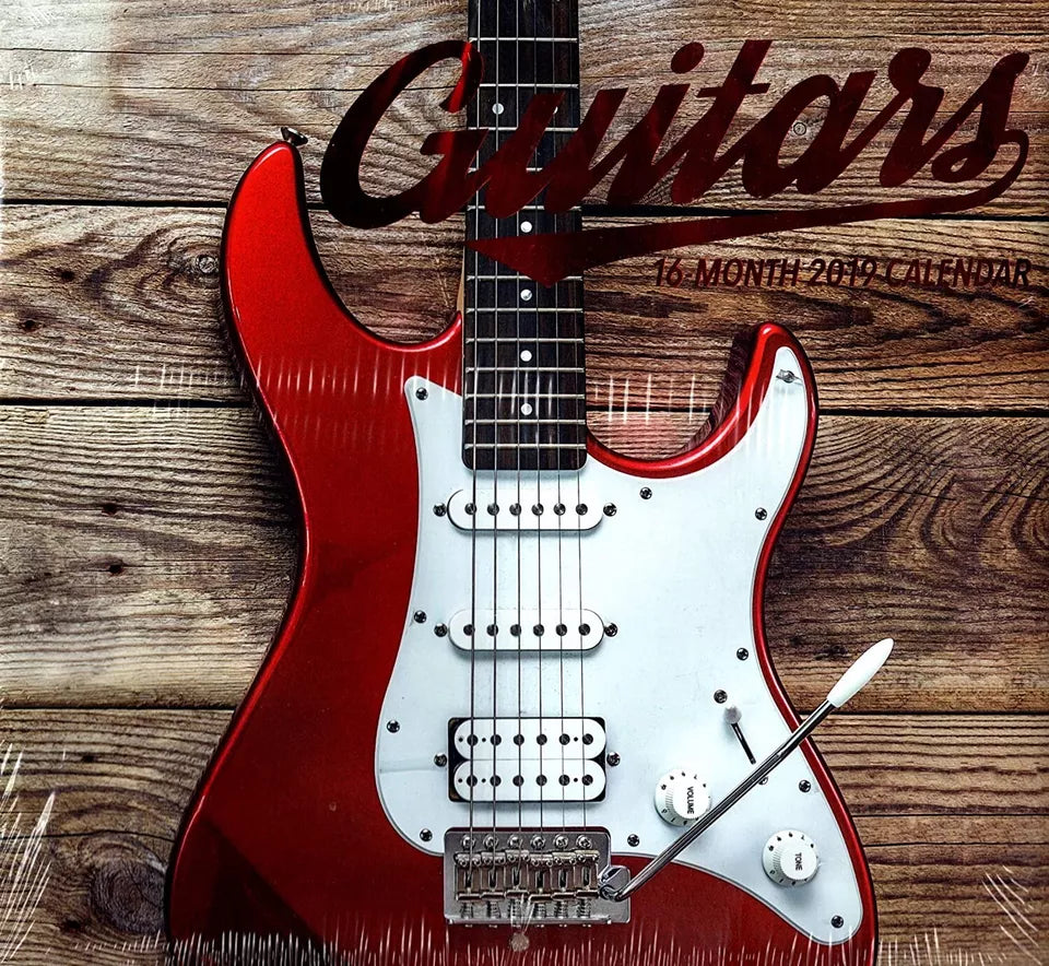 16 Month 2019 Wall Calendar - Guitars - with 120 Stickers