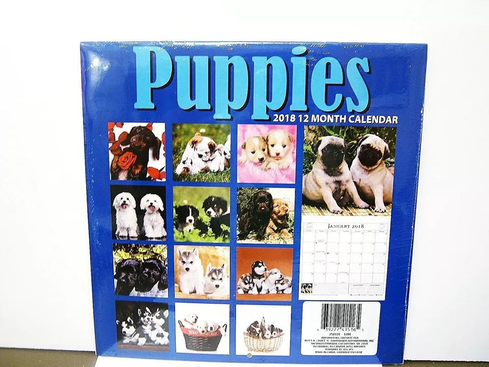 Puppies 2018 12 Month Calendar