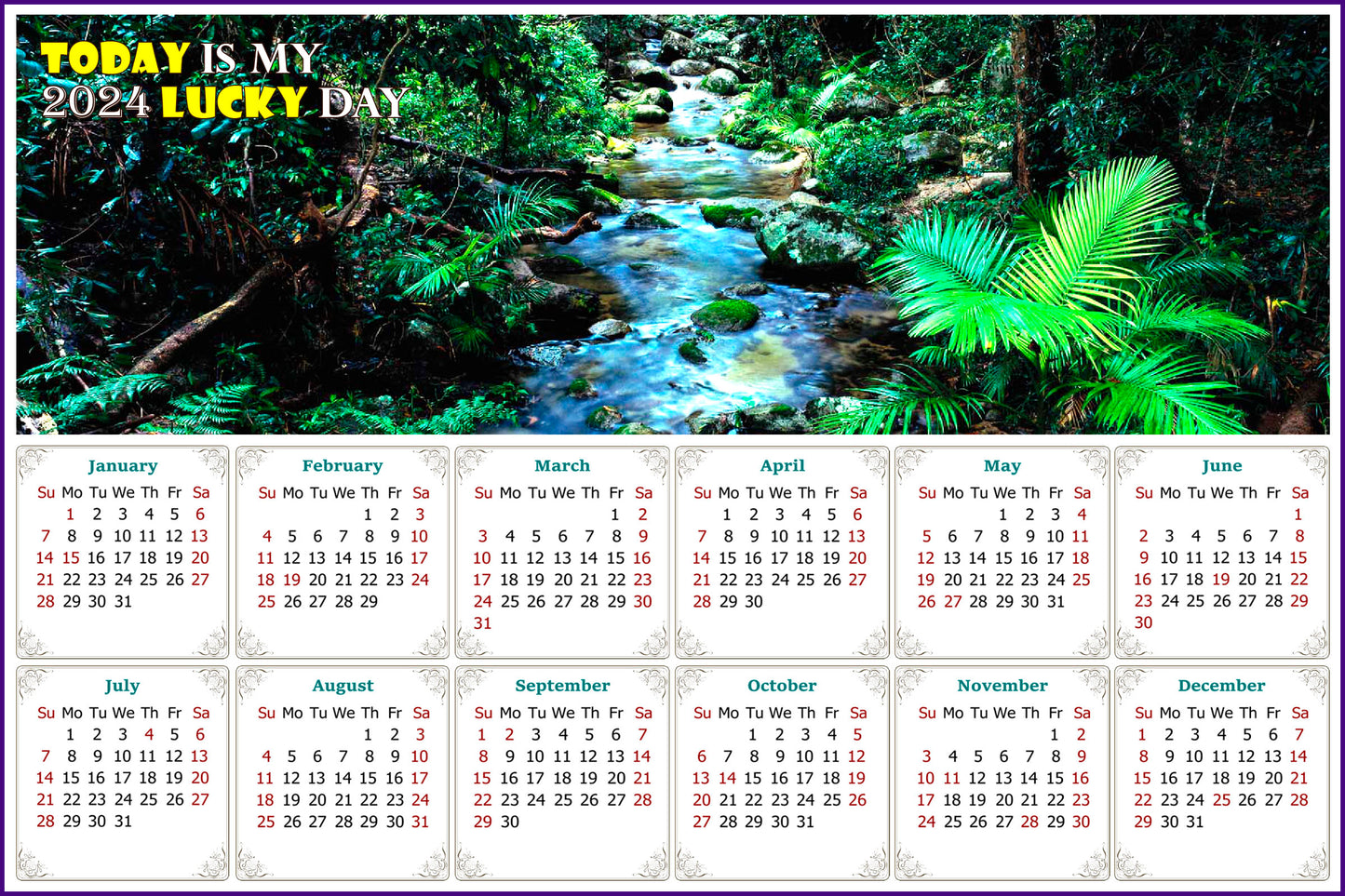 2024 Magnetic Calendar - Calendar Magnets - Today is My Lucky Day (Daintree National Park)