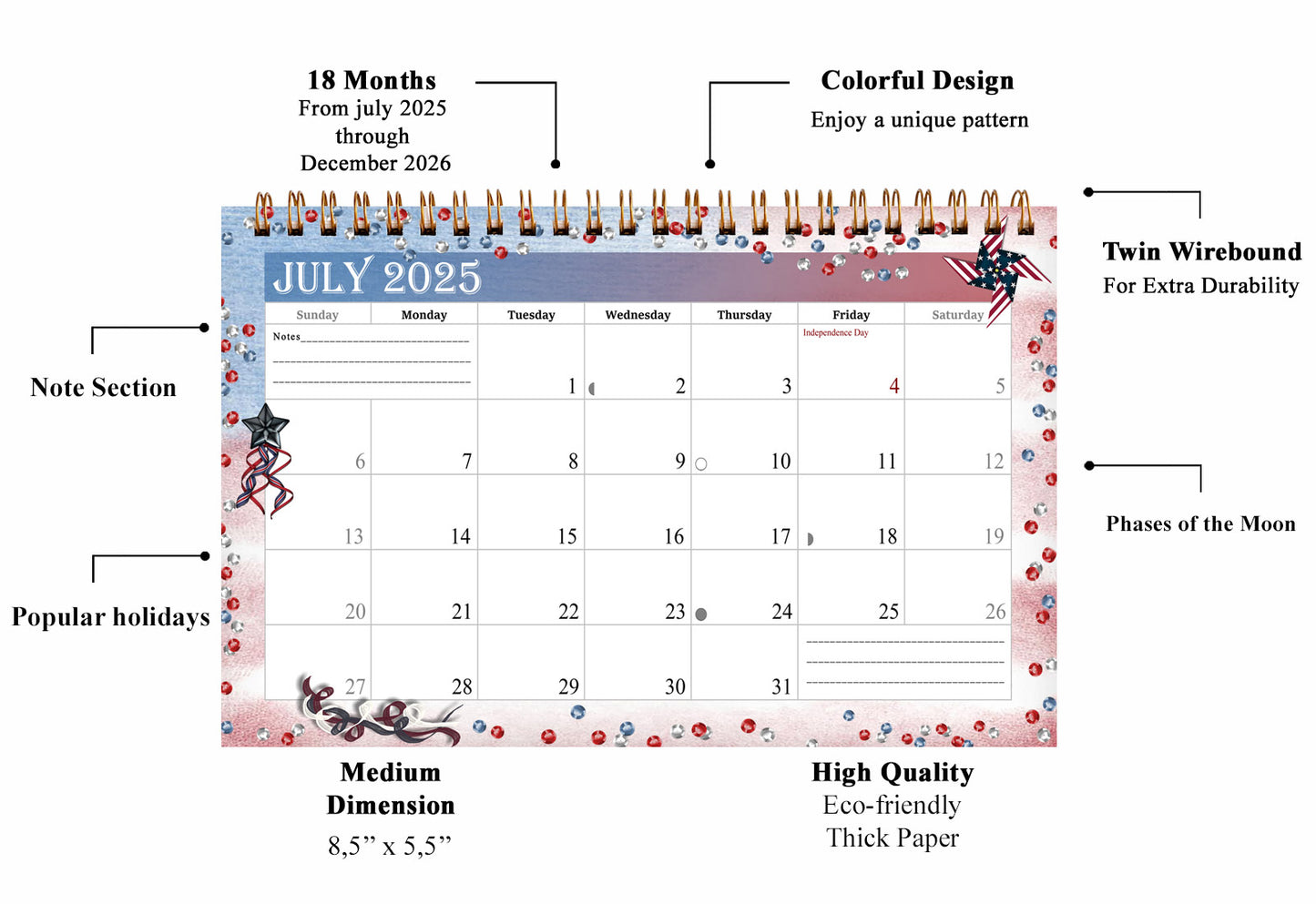 2025-2026 18 Months Standing Flip Desk Calendar Desktop Planner 08