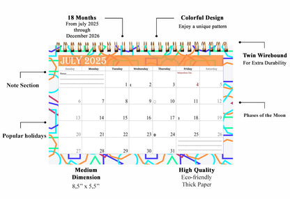 2025-2026 18 Months Standing Flip Desk Calendar Desktop Planner 011