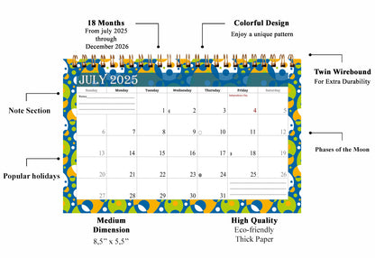 2025-2026 18 Months Standing Flip Desk Calendar Desktop Planner 015