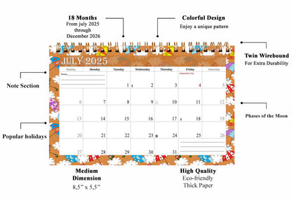 2025-2026 18 Months Standing Flip Desk Calendar Desktop Planner 014