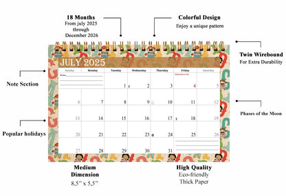 2025-2026 18 Months Standing Flip Desk Calendar Desktop Planner 010