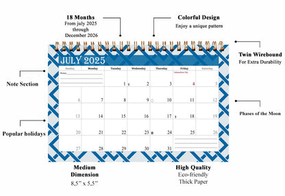 2025-2026 18 Months Standing Flip Desk Calendar Desktop Planner 04