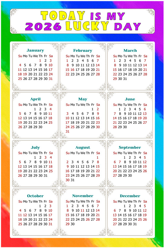 2026 Magnetic Calendar - Calendar Magnets - Today is my Lucky Day - (Fade, Tear, and Water Resistant) - Themed 043