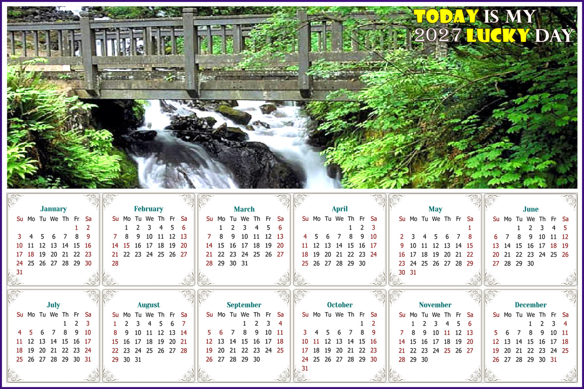 2027 Peel & Stick Calendar - Today is my Lucky Day - Removable, Repositionable - 014 (9"x 6")