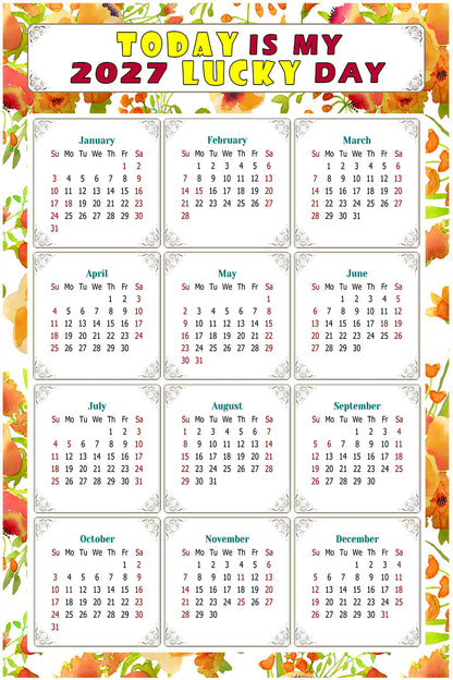 2027 Peel & Stick Calendar - Today is my Lucky Day Removable - 021