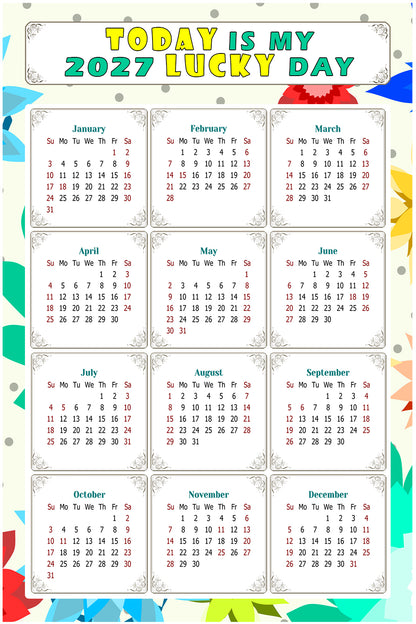 2027 Peel & Stick Calendar - Today is my Lucky Day Removable - 02