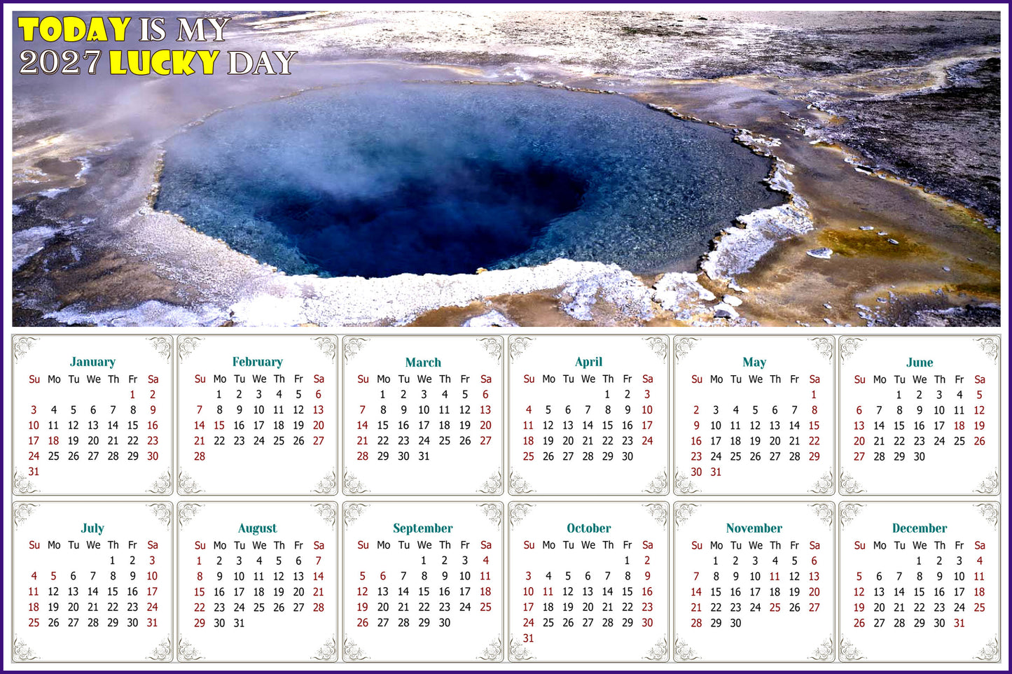 2027 Magnetic Calendar - Calendar Magnets - Today is my Lucky Day - Edition #39