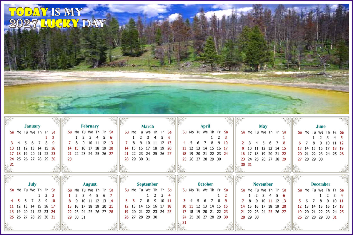 2027 Peel & Stick Calendar - Today is my Lucky Day - Removable, Repositionable - 029 (9"x 6")