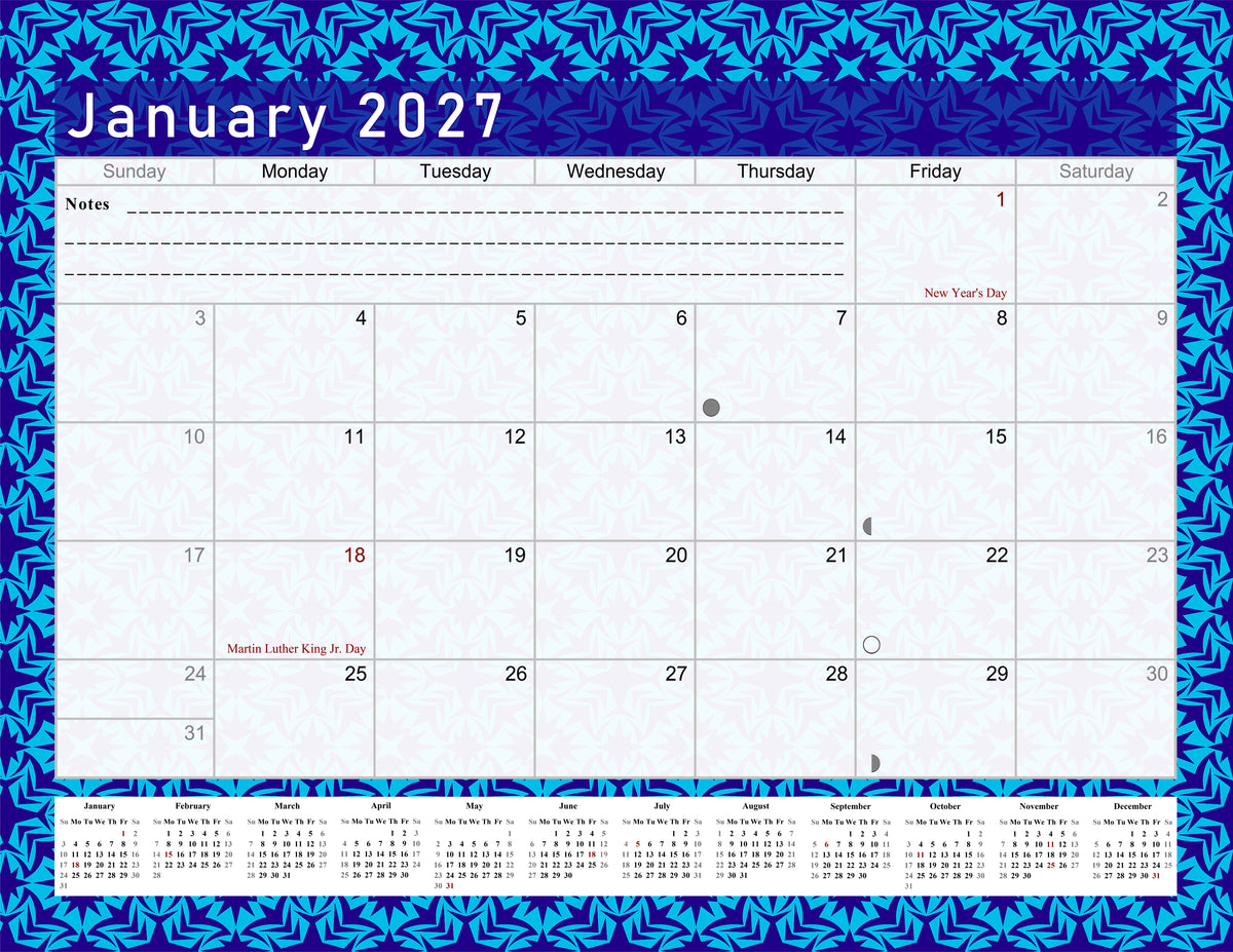2026 - 2027 Student Calendar/Planner for 3-Ring Binder, Desk, or Wall - v017