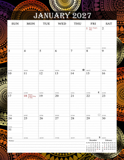 2026-2027 Wall Calendar Spiral-bound Twin-Wire Binding - 18 Months 8.5" x 11" 09