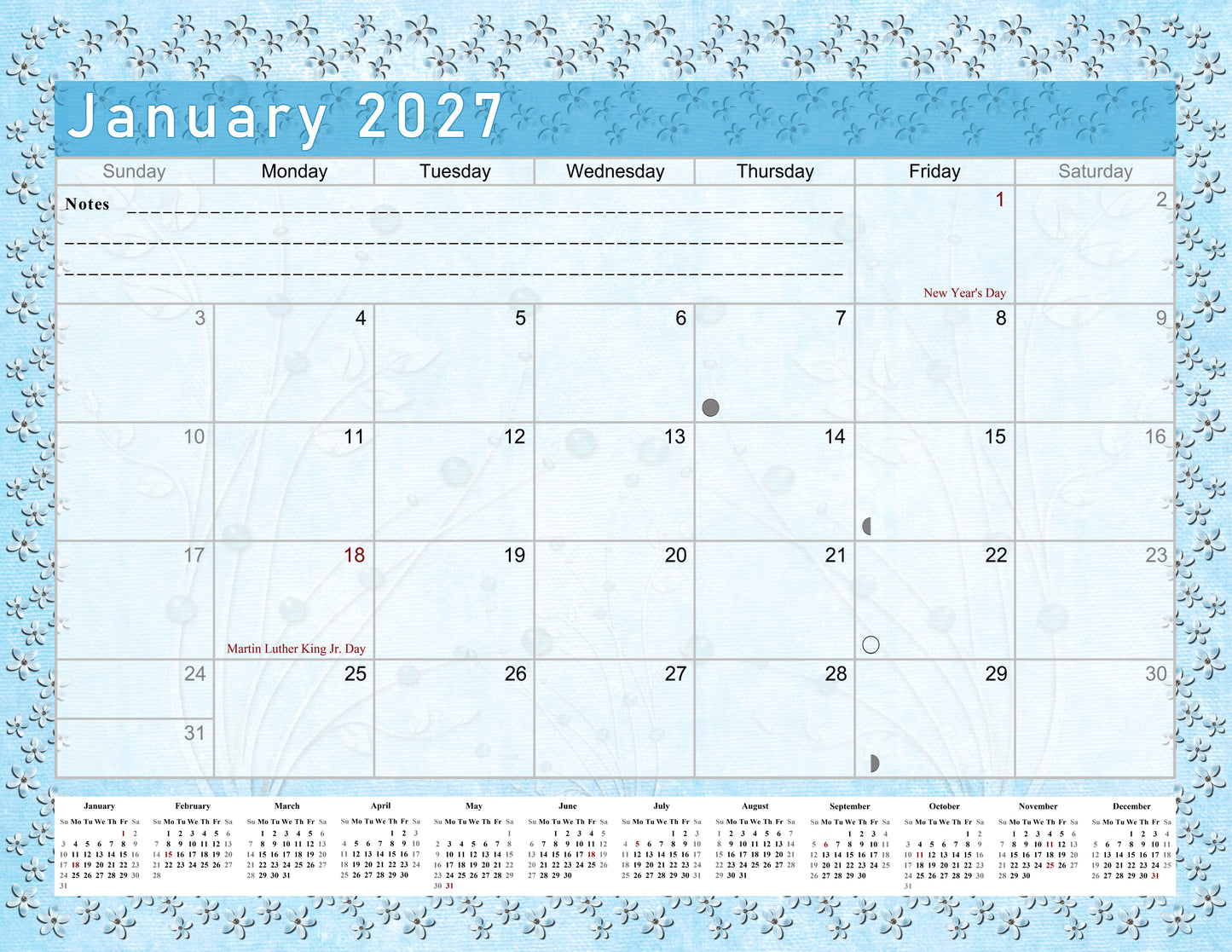 2027 Monthly Magnetic/Desk Calendar - 12 Months Desktop/Wall Calendar/Planner - (Edition #18)