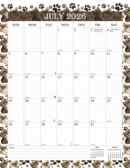 2026-2027 Wall Calendar Spiral-bound Twin-Wire Binding - 18 Months 8.5" x 11" 017