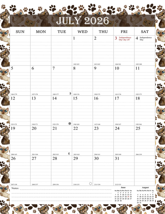 2026-2027 Wall Calendar Spiral-bound Twin-Wire Binding - 18 Months 8.5" x 11" 017