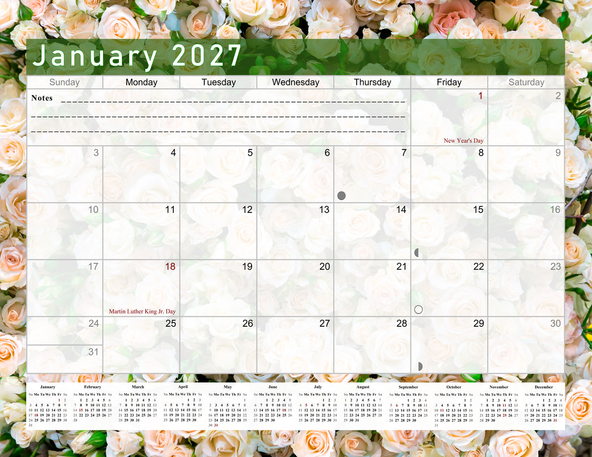 2026 - 2027 Student Calendar/Planner for 3-Ring Binder, Desk, or Wall - v023