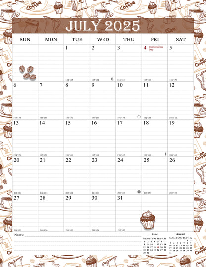 2025-2026 Wall Calendar Spiral-bound Twin-Wire Binding - 18 Months 8.5" x 11" 010