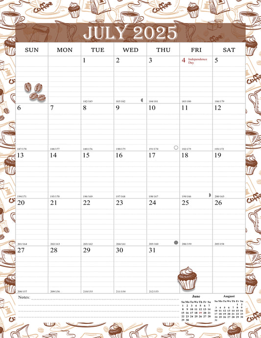 2025-2026 Wall Calendar Spiral-bound Twin-Wire Binding - 18 Months 8.5" x 11" 010
