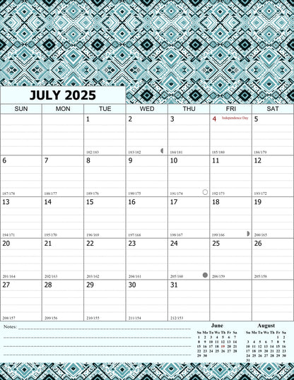 2025-2026 Wall Calendar Spiral-bound Twin-Wire Binding - 18 Months 8.5" x 11" 018