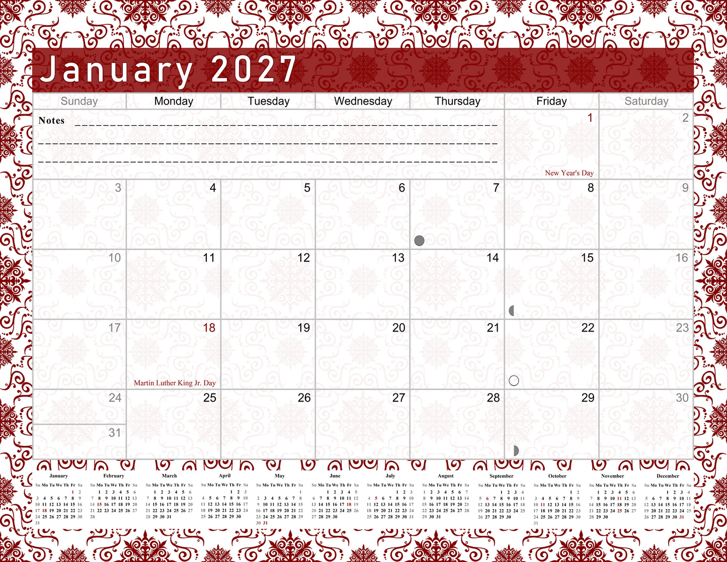 2027 Monthly Magnetic/Desk Calendar - 12 Months Desktop/Wall Calendar/Planner - (Edition #14)
