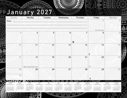 2026 - 2027 Student Calendar/Planner for 3-Ring Binder, Desk, or Wall - Black&White -v012
