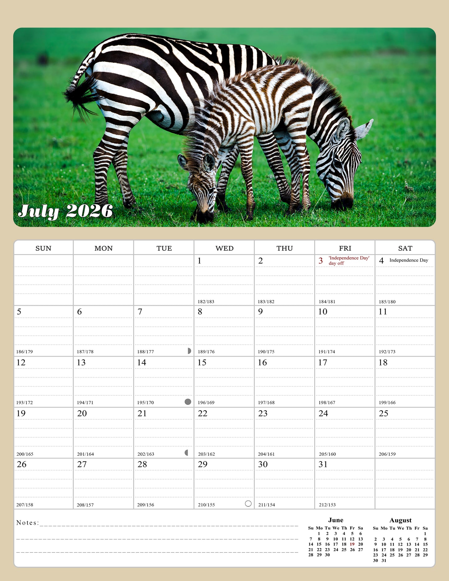 2026 - 2027 Calendar Magnetic Peel & Stick 18 Months 8.5" x 11" Baby Animals
