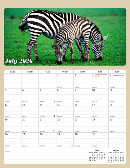 2026 - 2027 Calendar Magnetic Peel & Stick 18 Months 8.5" x 11" Baby Animals