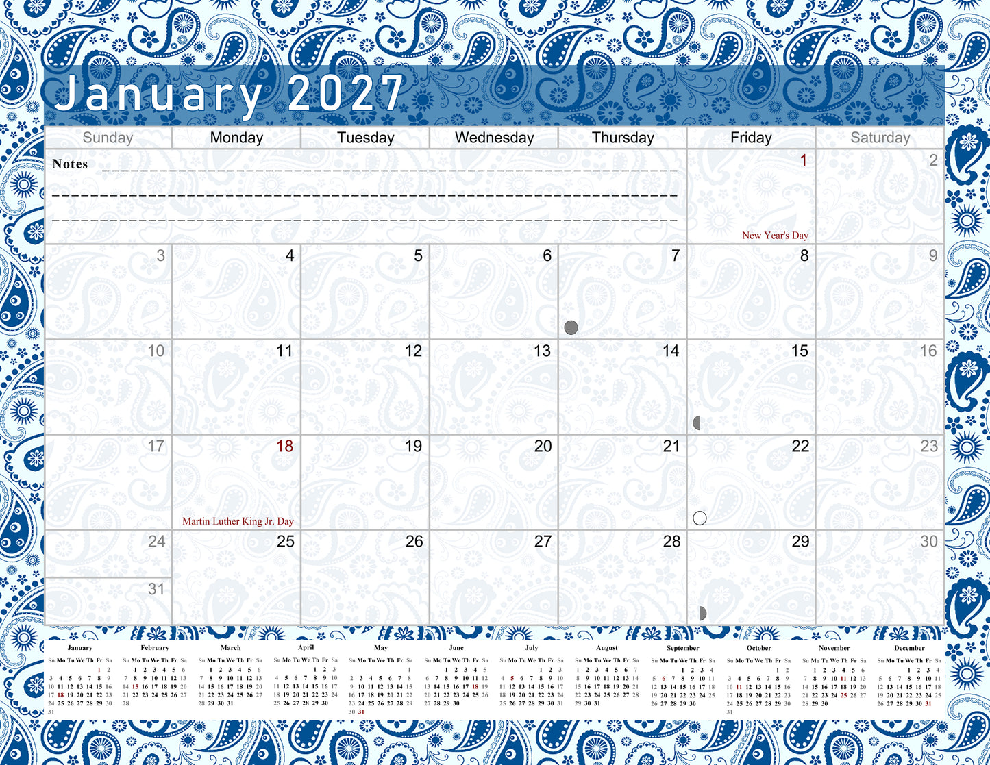 2027 Monthly Magnetic/Desk Calendar - 12 Months Desktop/Wall Calendar/Planner - (Edition #21)