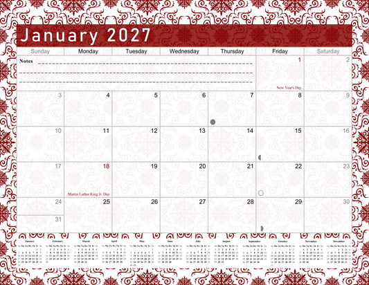 2026 - 2027 Student Calendar/Planner for 3-Ring Binder, Desk, or Wall - v014