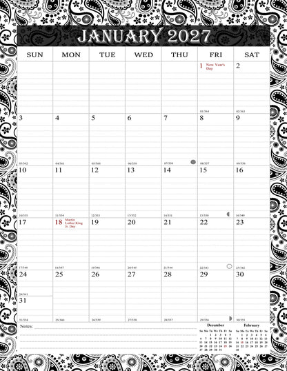 2026-2027 Wall Calendar Spiral-bound Twin-Wire Binding - 18 Months 8.5" x 11" 06