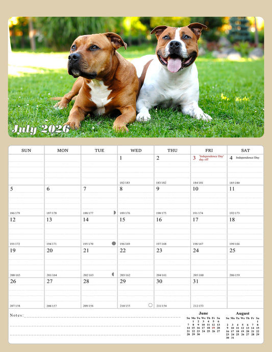 2026 - 2027 Calendar Magnetic Peel & Stick 18 Months 8.5" x 11" Dogs