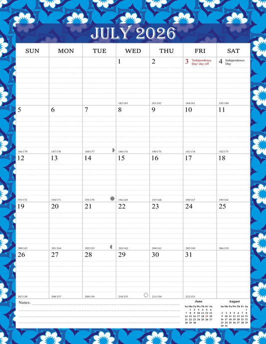2026-2027 Wall Calendar Spiral-bound Twin-Wire Binding - 18 Months 8.5" x 11" 014