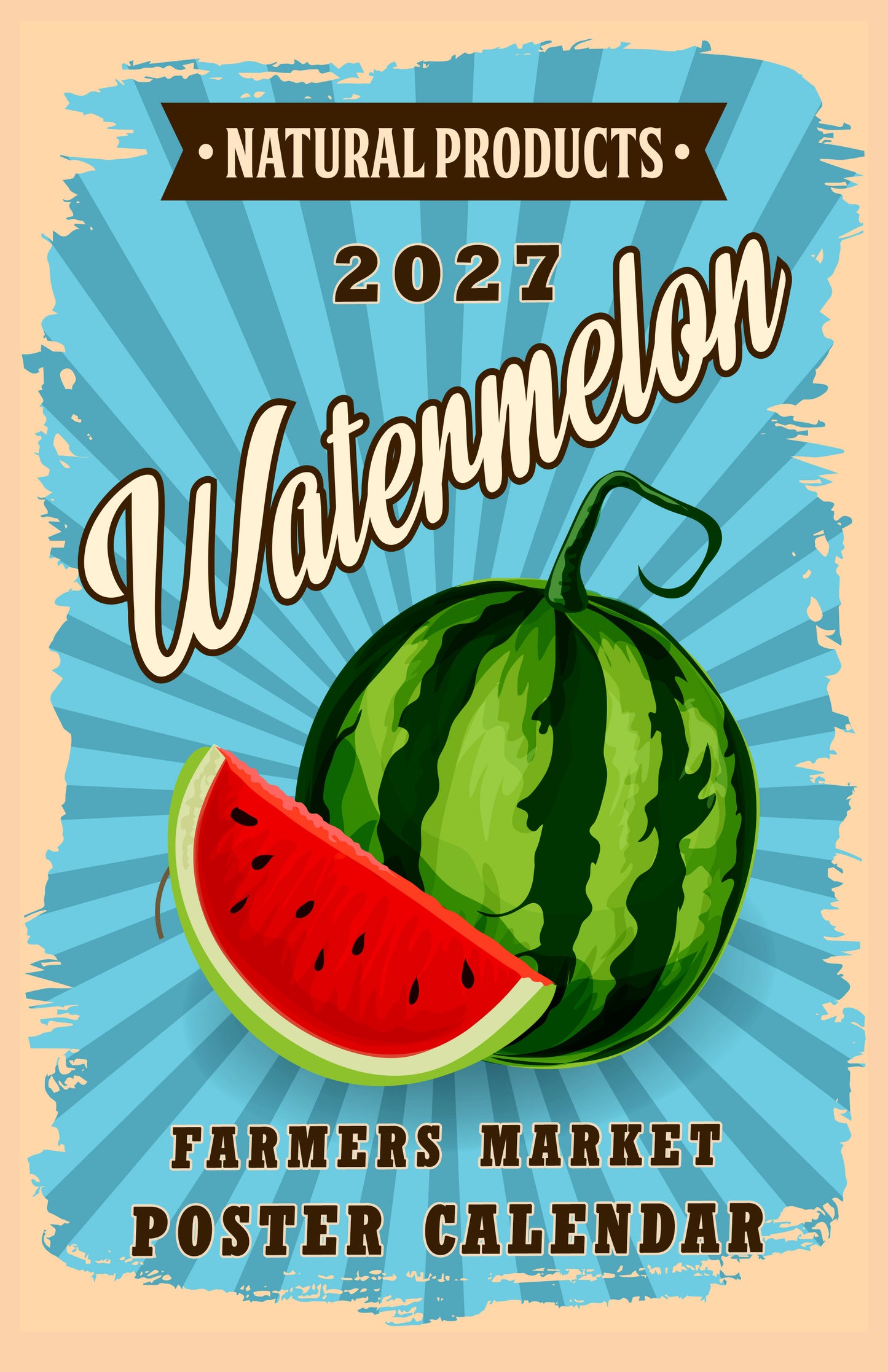 2027 Wall Oversized Art Poster Calendar Spiral-bound - Farmer Market