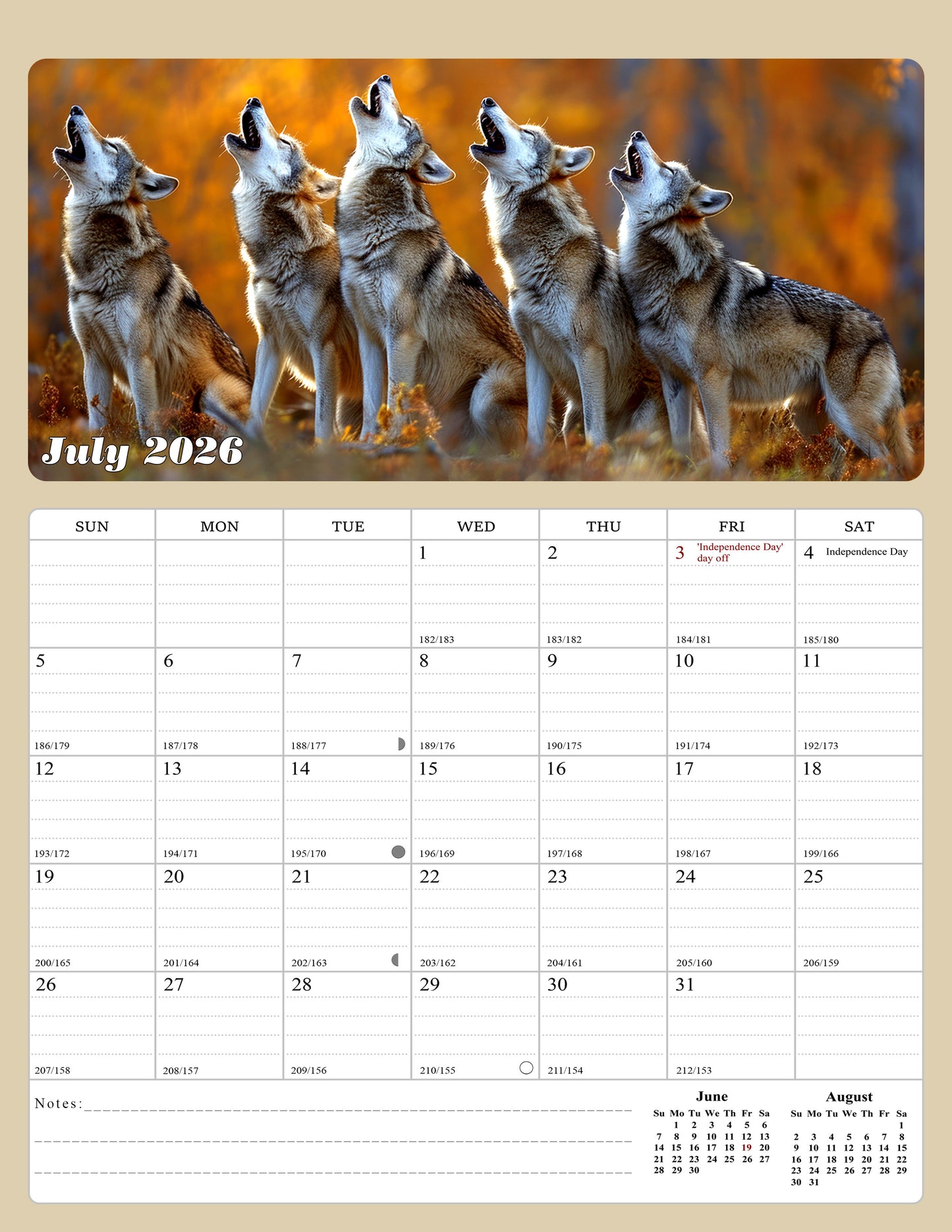 2026 - 2027 Calendar Magnetic Peel & Stick 18 Months 8.5" x 11" Woolfs