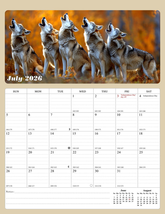 2026 - 2027 Calendar Magnetic Peel & Stick 18 Months 8.5" x 11" Woolfs