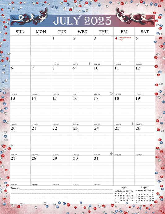 2025-2026 Wall Calendar Spiral-bound Twin-Wire Binding - 18 Months 8.5" x 11" 012
