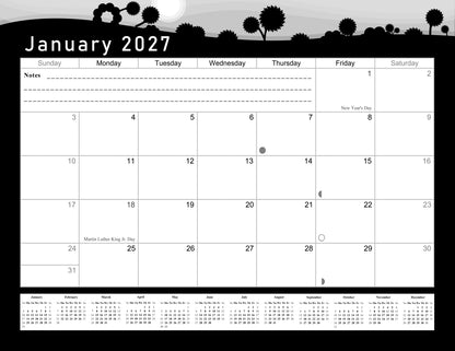 2026 - 2027 Student Calendar/Planner for 3-Ring Binder, Desk, or Wall - v015