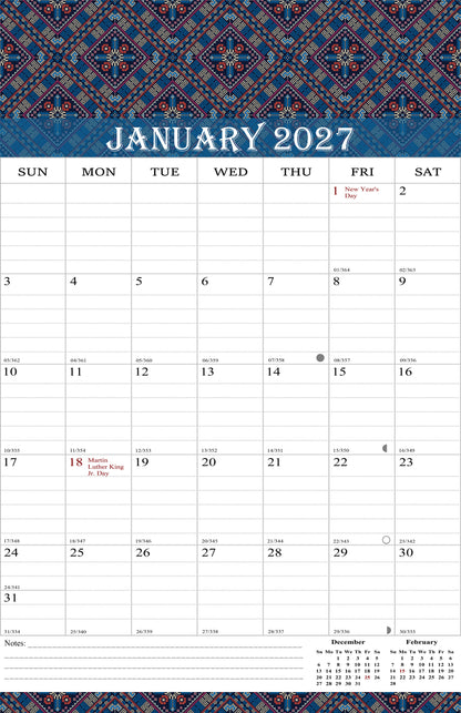 2027 Wall Calendar Spiral-Bound Twin-Wire Binding - 12 Months  18