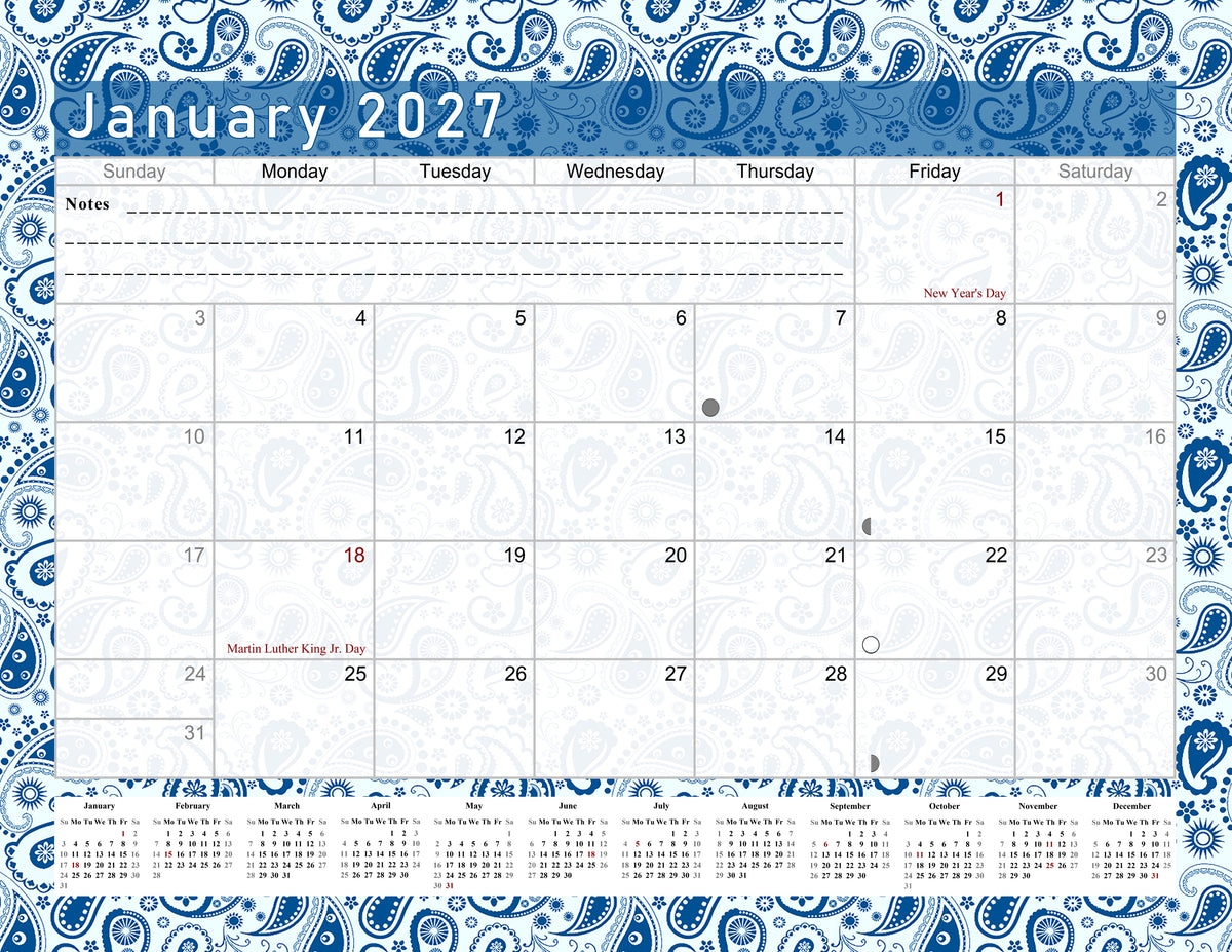2026 - 2027 Student Calendar/Planner for 3-Ring Binder, Desk, or Wall - v021