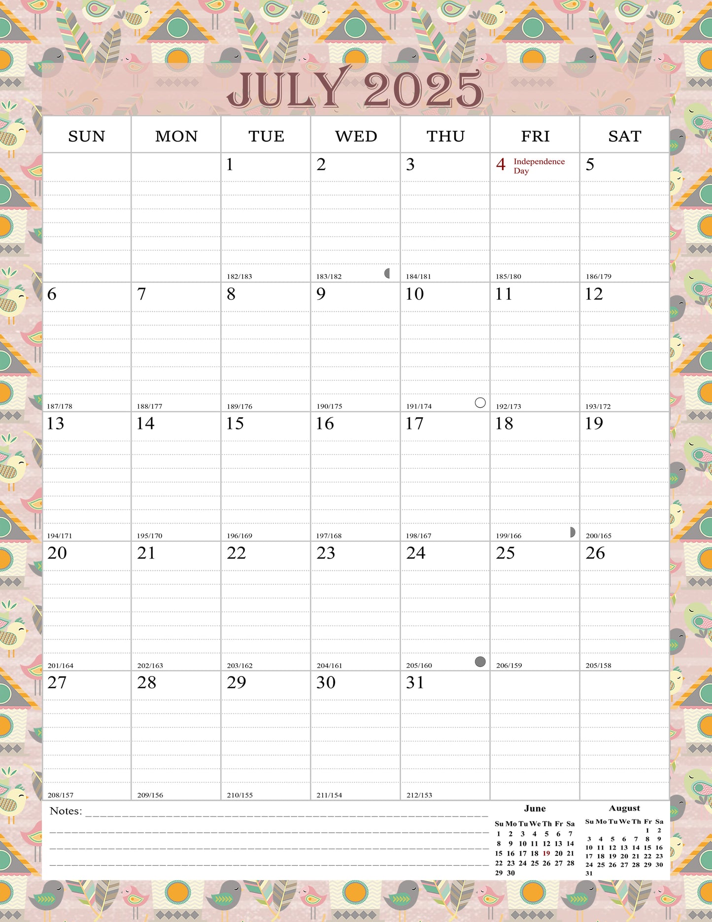 2025-2026 Wall Calendar Spiral-bound Twin-Wire Binding - 18 Months 8.5" x 11" 016