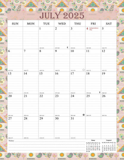 2025-2026 Wall Calendar Spiral-bound Twin-Wire Binding - 18 Months 8.5" x 11" 016