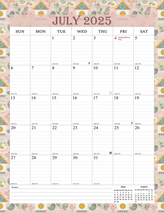 2025-2026 Wall Calendar Spiral-bound Twin-Wire Binding - 18 Months 8.5" x 11" 016