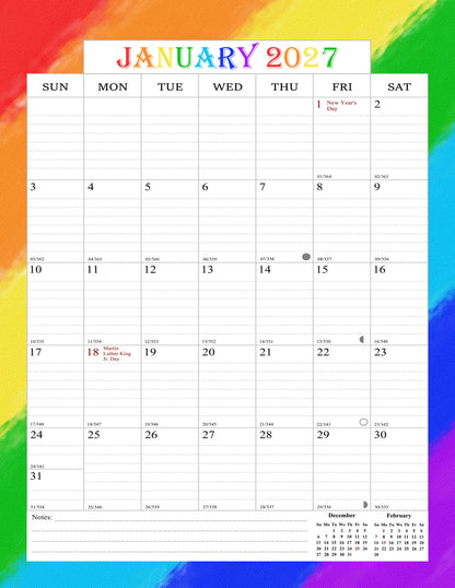 2026-2027 Wall Calendar Spiral-bound Twin-Wire Binding - 18 Months 8.5" x 11" 07