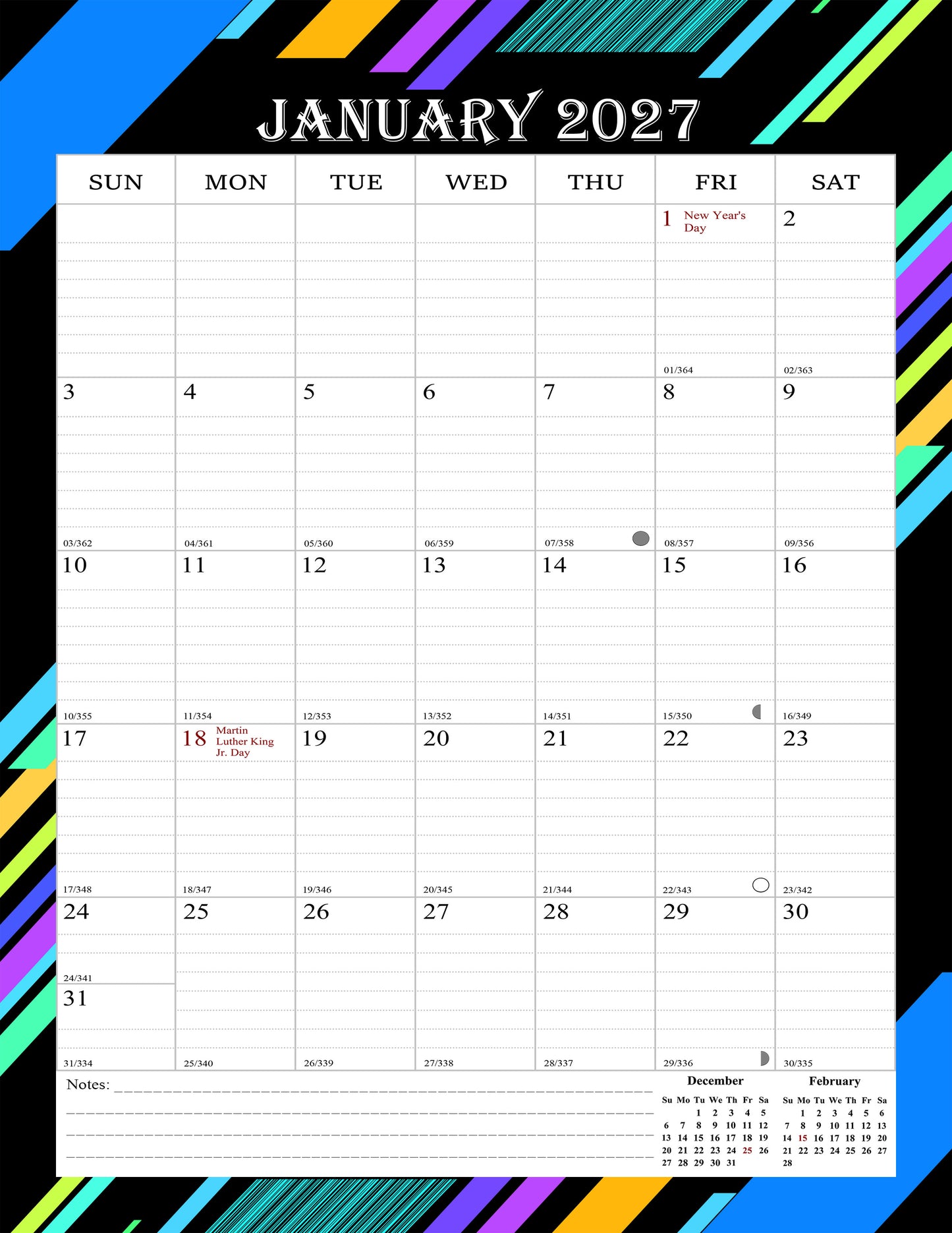 2026-2027 Wall Calendar Spiral-bound Twin-Wire Binding - 18 Months 8.5" x 11" 08